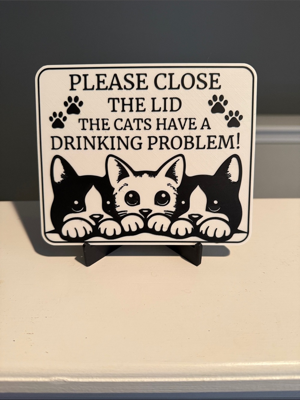 Please Close The Lid - The cats have a drinking problem.